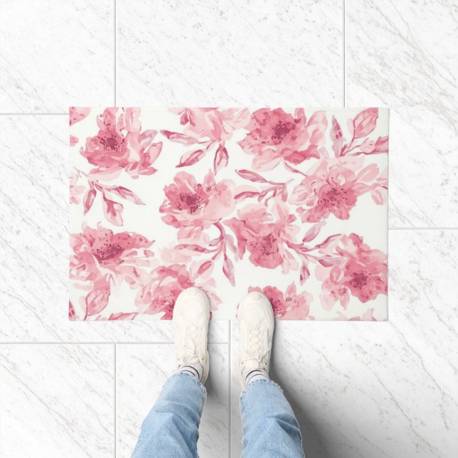 Tapete Blush Pink Blossoms Watercolor Painted Airy Floral (Interior)