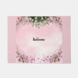 Tapete Blush Rose Floral Entry Way Welcome Door Mat