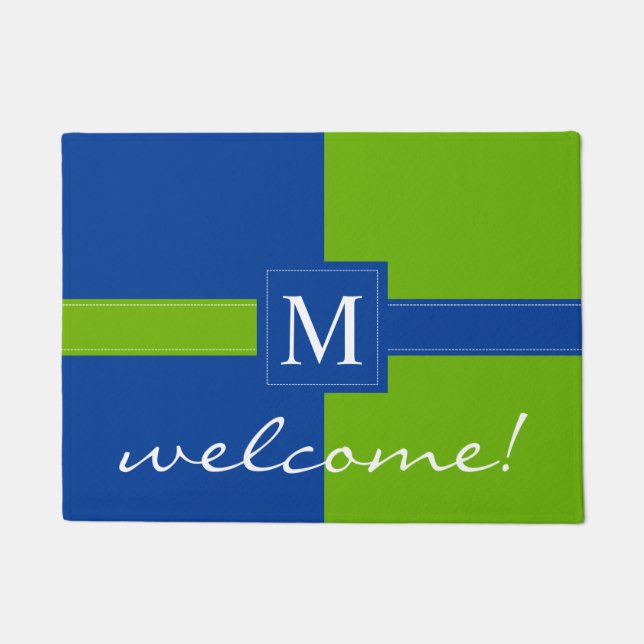 Tapete Boa vinda Monogrammed da inicial (Frente)