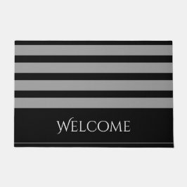 Tapete Boa vinda preta e cinzenta da listra