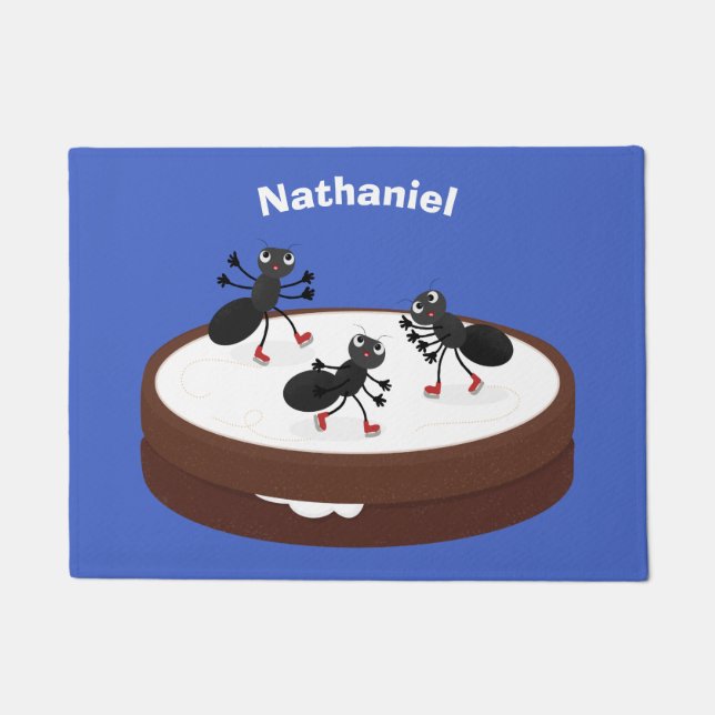 Tapete Boas formigas patinando em desenho de biscoito (Frente)