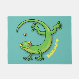 Tapete Boas saudações da lagartixa verde e feliz com de