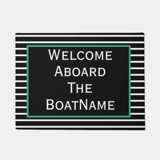 Tapete Boas-vindas a bordo, brancas e verdes (Frente)