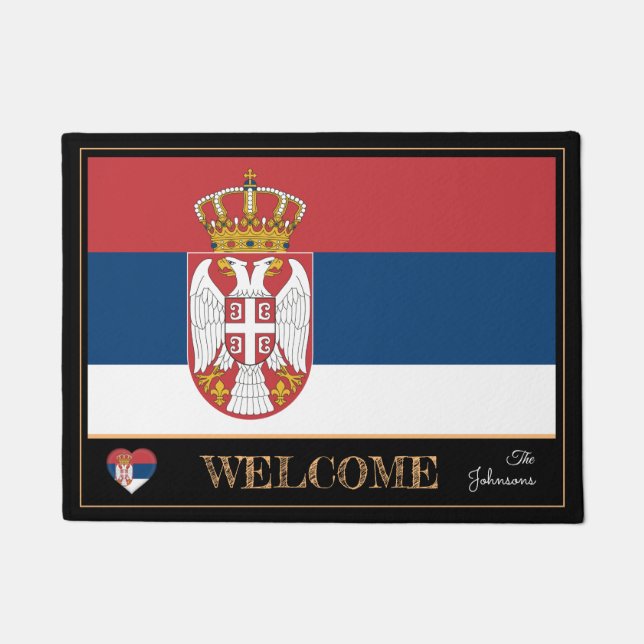 Tapete Boas-vindas à casa de bandeiras da Sérvia e da Sér (Frente)