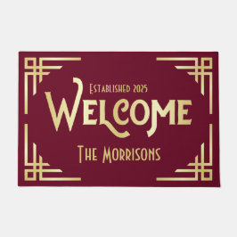 Tapete Boas-vindas ao Deco de Arte do Presente Dourado Bu