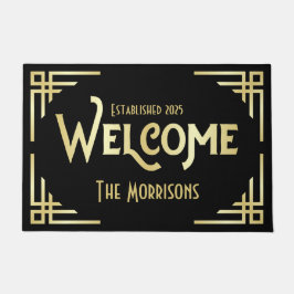 Tapete Boas-vindas ao Deco do Presente Dourado Gatsby Neg