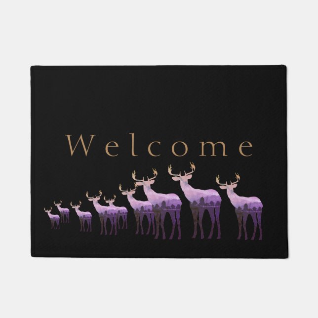 Tapete Boas-vindas ao Doormat-Purple Deer/Elk (Frente)