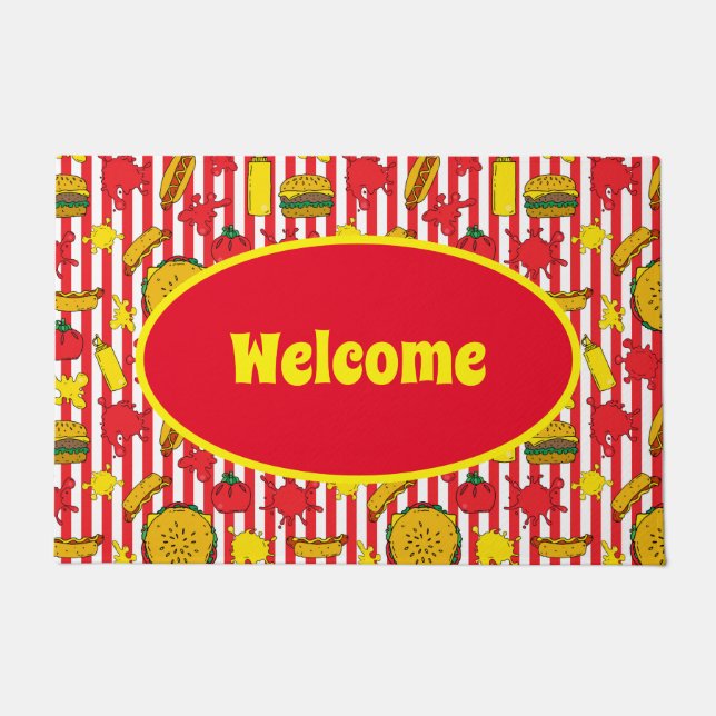 Tapete Boas-vindas ao jantar, Bar e restaurante de Comida (Frente)