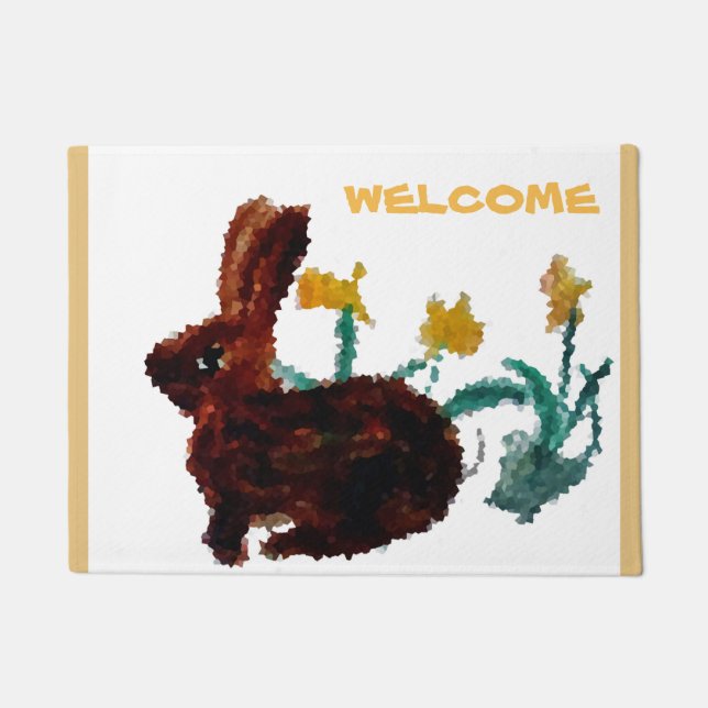 Tapete Boas-vindas ao Rabbit Floral (Frente)