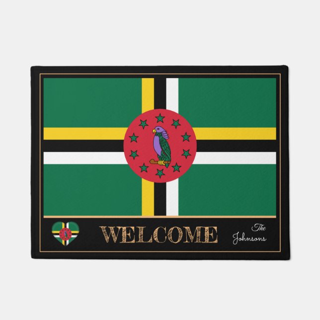 Tapete Boas-vindas da casa da Dominica e Dominica Flag (Frente)