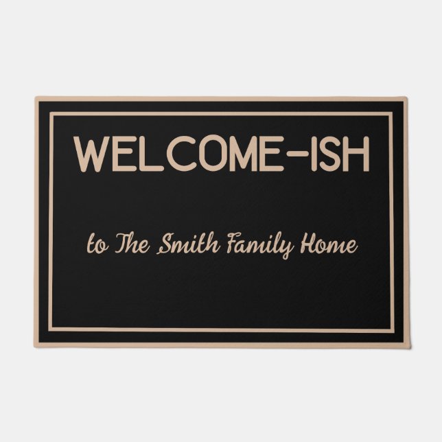 Tapete Boas-vindas divertidas - Black Tan/ Personalize (Frente)