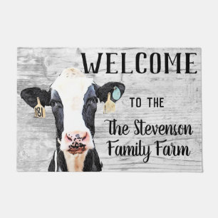 Tapete Boas-vindas, Holstein Cow Dairy Fazenda Custom Ani