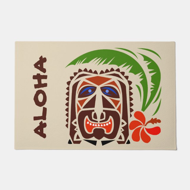 Tapete Boas-vindas Mat, Tiki Bar.edit text Doormat (Frente)
