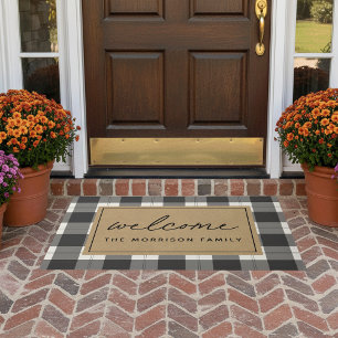 Tapete Boas-vindas personalizadas da Xadrez de fazendeiro