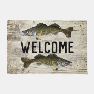 Tapete Boas-vindas pescando lagoas Walleye Fish Lago Algo