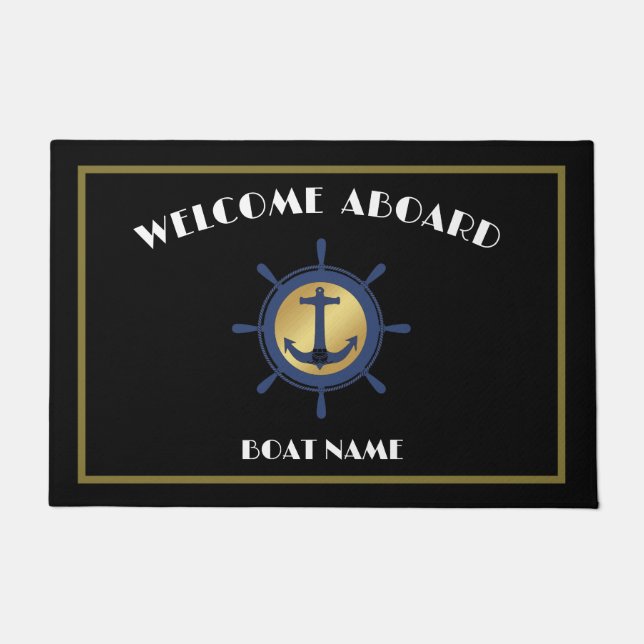 Tapete Boat Nautical Anchor Laurel  Custom Welcome Aboard (Frente)