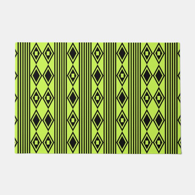 Tapete Boho Diamantes Strips Black Chartreuse (Frente)