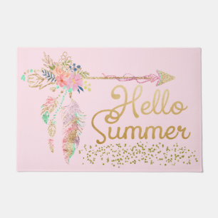 Tapete Boho Feather Boho, Dourado, cor-de-rosa