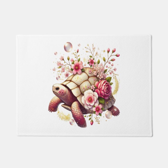 Tapete Boho Floral Sea Turtle Pink Flor (Frente)