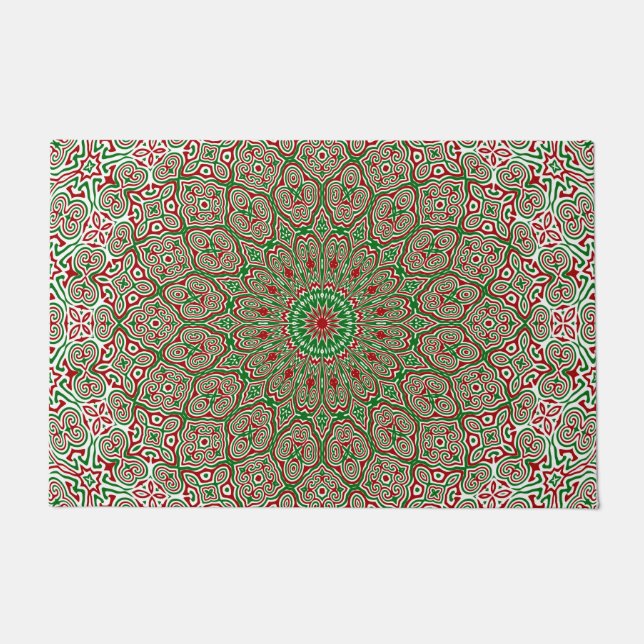 Tapete Boho Hippie Funky Trippy Ornate Mandala de Natal  (Frente)