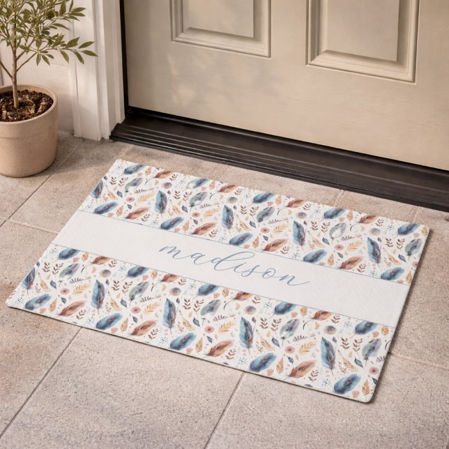 Tapete Boho Personalizado com Pena Floral (Criador carregado)