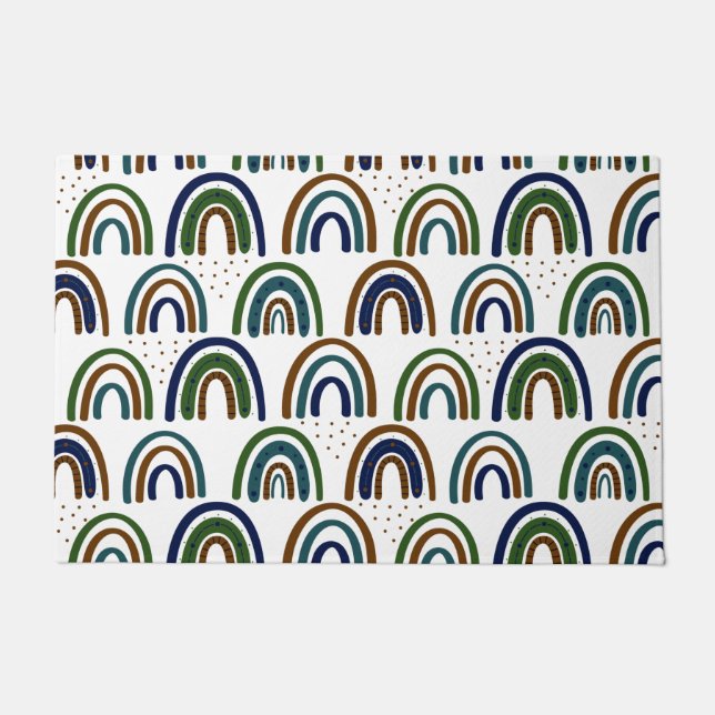 Tapete Boho Rainbows Blue Green e Brown (Frente)