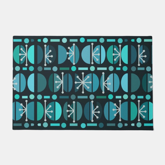 Tapete Boho Retro Bowls Lines Teal (Frente)