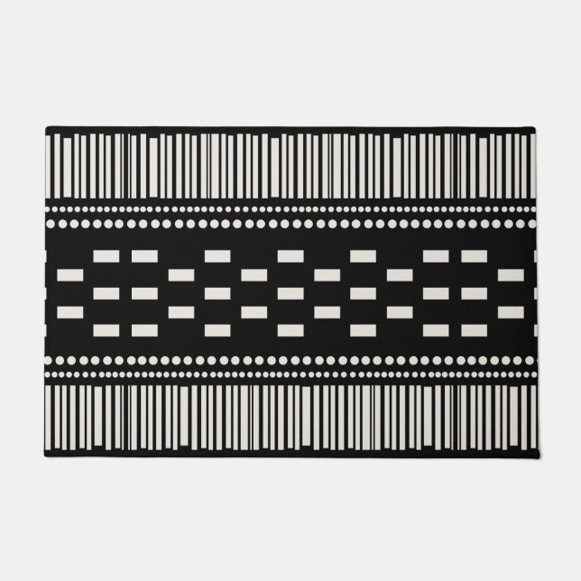 Tapete Boho Scandinavian Lines Dots Black White (Frente)