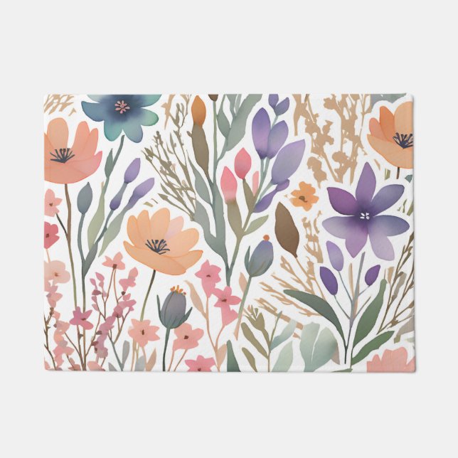 Tapete Boho Wildflower Watercolor Pastel Floral Entry (Frente)