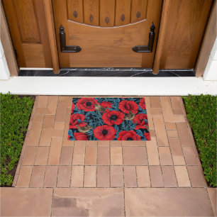 Tapete Bolachas e bisnagas vermelhas, folhas azuis em pre