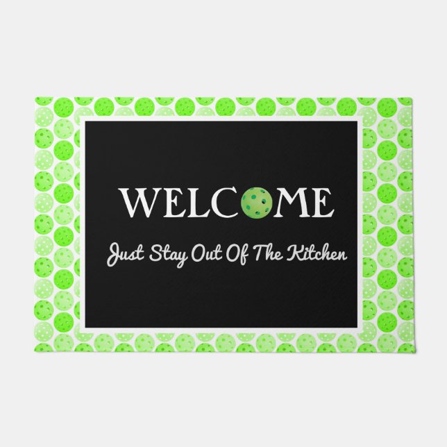 Tapete Bolas de Pickleball Verde, fiquem fora da cozinha (Frente)
