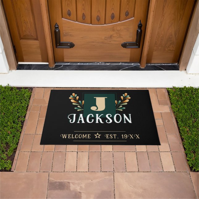 Tapete Bold Bright Fall Family Name Welcome Mat (Ar livre)