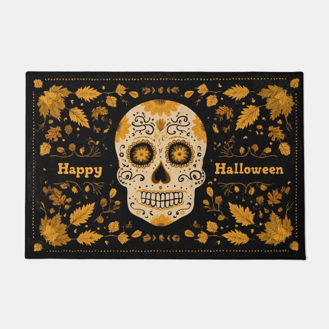 Tapete Bold Orange Happy Halloween Skull (Frente)