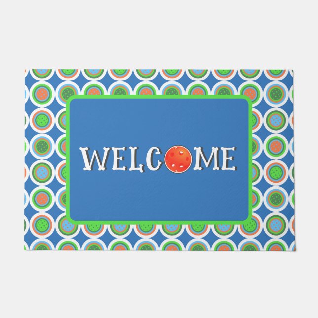 Tapete Bolinhas de Verão Laranja  Azul (Frente)