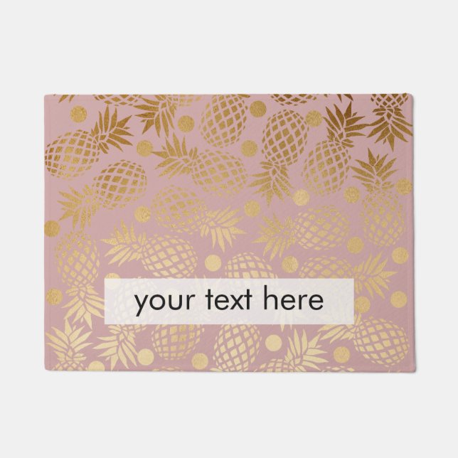 Tapete bolinhas elegantes de abacaxi dourado (Frente)