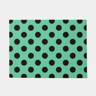 Tapete Bolinhas pretas em verde-menta