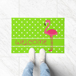 Tapete Bolinhas rosa e verde Flamingo personalizado