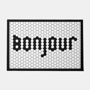 Tapete Bom Dia Azulejo Falso Preto e Branco Borda