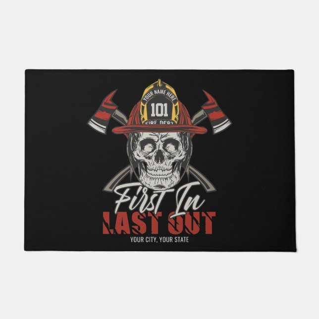 Tapete Bombeiro de NOME Personalizado Primeiro no Bombeir (Frente)