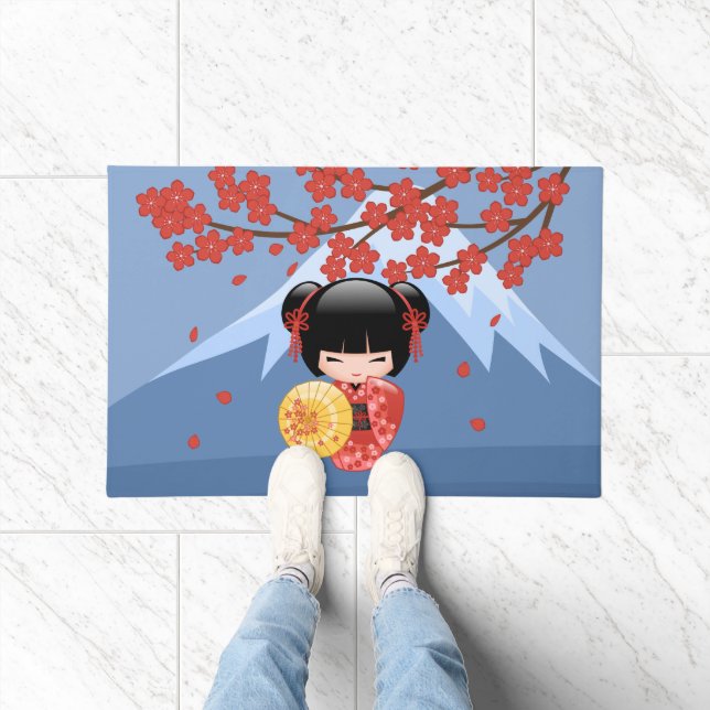Tapete Boneca Red Sakura Kokeshi - Garota Gisha Bonita (Interior)