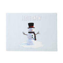 Boneco de neve com chapéu e cachecol. Eu Amo Neve