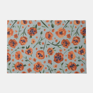 Tapete Bonitas Flores De Papoila Laranja Pintadas À Mão