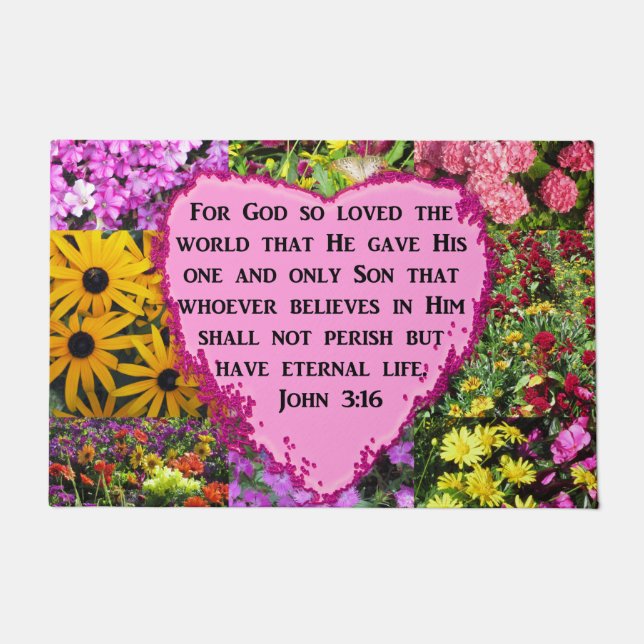 TAPETE BONITO FLORAL JOHN 3:16 DESIGN (Frente)