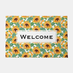 Tapete Bonito Sunflower Yellow & Green Patterno Bem-vindo