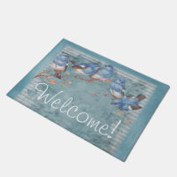 Bonito Watercolor Pequenos Pássaros Azuis Bem-Vind