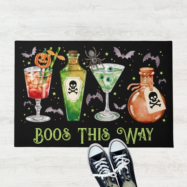 Tapete Boos Por Este Caminho Festa De Coquetel De Hallowe (Boos This Way Halloween Cocktail Party Doormat)