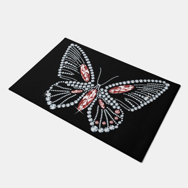 Tapete Borboleta de Rhinestone Vermelho com Joias de Prim (Inclinado)