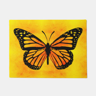 Tapete Borboleta Monarca Decorativa Dourada Amarelo