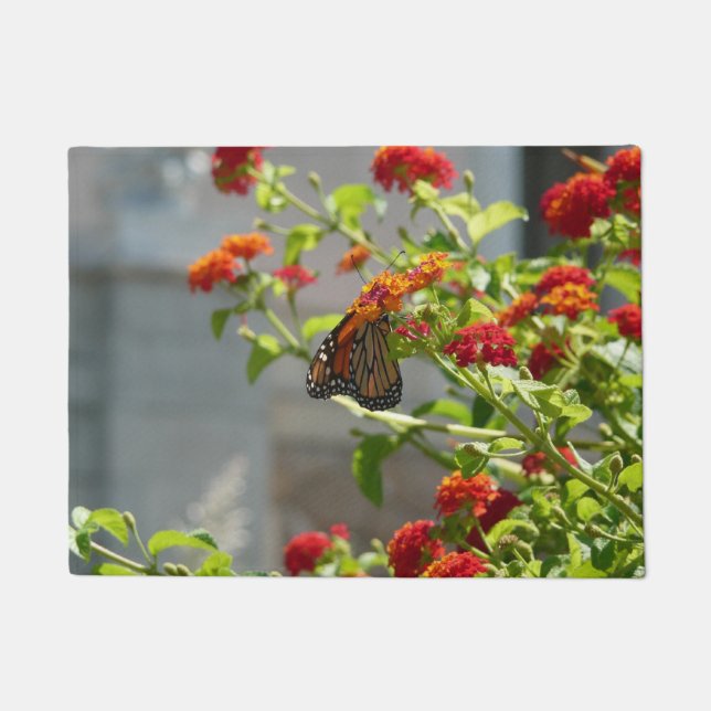 Tapete Borboleta Monarca na Sarça de Borboleta Vermelha (Frente)