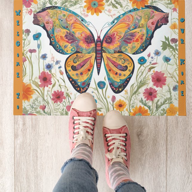 Tapete Borboleta Whimsical Mat/Door Mat de 24" x 36" (Criador carregado)